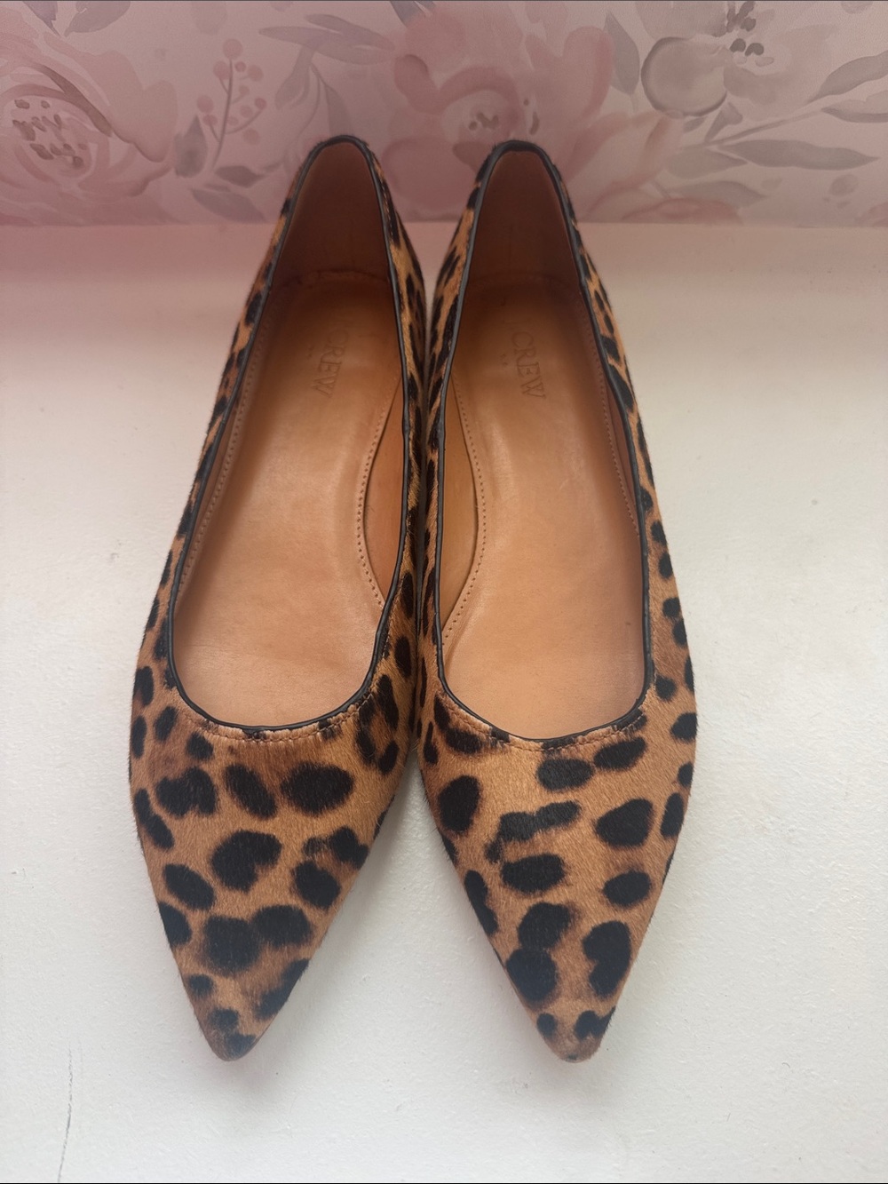J. Crew Leopard-Print Pointed-Toe Flats in Brown and Black